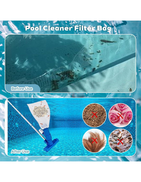 6 Bolsas de Filtro de Malla para Aspiradora de Piscina - Nylon 6 Bolsas de Filtro de Malla para Aspiradora de Piscina - Nylon