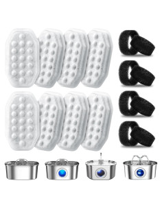 Paquete de 8 Filtros y 8 Esponjas WLOSKE para Fuente de Gatos 3.2L