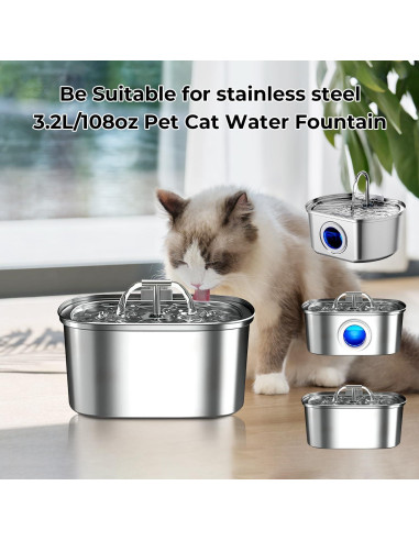 Paquete de 8 Filtros y 8 Esponjas WLOSKE para Fuente de Gatos 3.2L