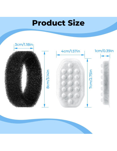 Paquete de 8 Filtros y 8 Esponjas WLOSKE para Fuente de Gatos 3.2L