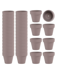 36 Macetas Mini Grises de Terracota Fcacti 5.08 cm con Drenaje