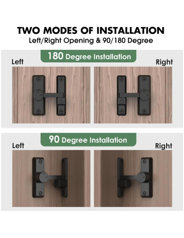 Cerradura Deslizante de Puerta Mixizigoz 90/180 Grados Zinc Negro