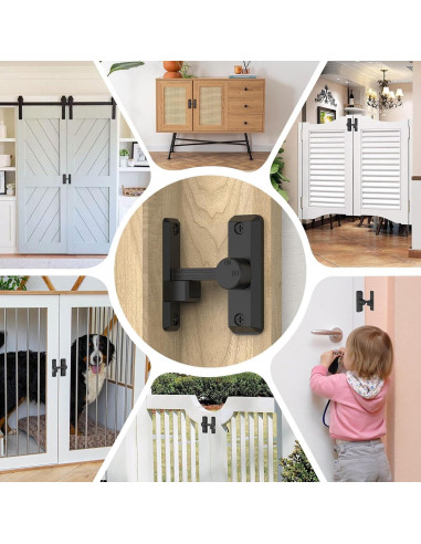 Cerradura Deslizante de Puerta Mixizigoz 90/180 Grados Zinc Negro