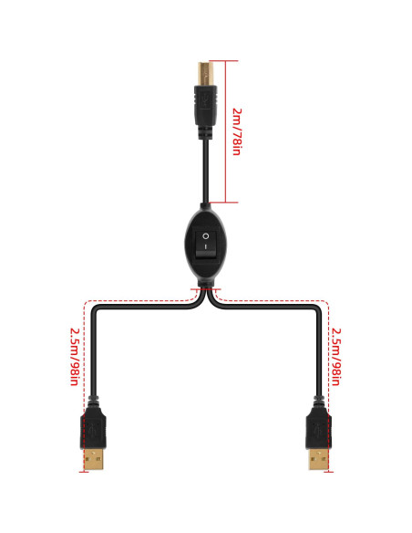 Cable Divisor USB 2 en 1 RIIEYOCA 4.5M con Interruptor