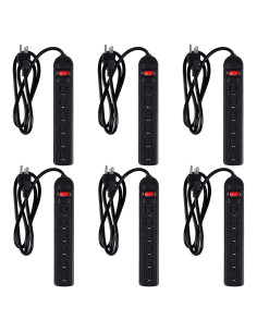 Paquete de 6 Regletas de 6 Salidas 1.2m Copkim Negro