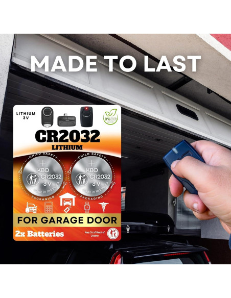 Baterías CR2032 de Litio - Paquete de 2 para Abridores de Garaje