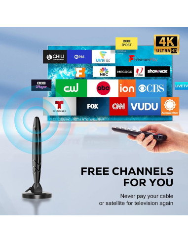 Antena HDTV Amplificada Interior Genérico 1080p 4K 6.1m