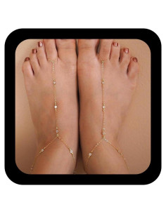 Cadena de Tobillo Andelaisi Boho CZ Ajustable para Mujeres
