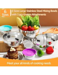 Juego de Tazones de Mezcla JSCARES 9 Piezas Acero Inoxidable 2