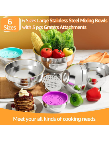 Juego de Tazones de Mezcla JSCARES 9 Piezas Acero Inoxidable