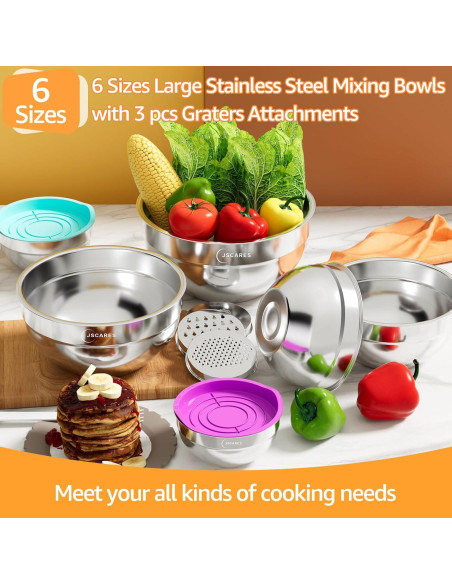 Juego de Tazones de Mezcla JSCARES 9 Piezas Acero Inoxidable Juego de Tazones de Mezcla JSCARES 9 Piezas Acero Inoxidable