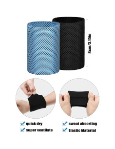 3 Pares Muñequera de Enfriamiento Gj para Mujeres - Azul y Negro 2