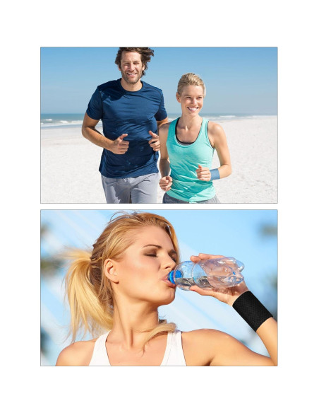 3 Pares Muñequera de Enfriamiento Gj para Mujeres - Azul y Negro