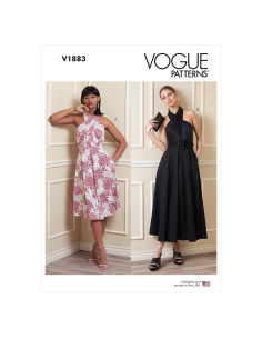 Patrón de Costura Vogue Vestido Halter Criss-Cross Tallas 14-22