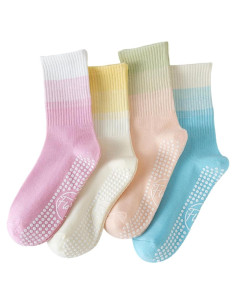 Calcetines antideslizantes para pilates mujer - Talla única - Amarillo/Naranja