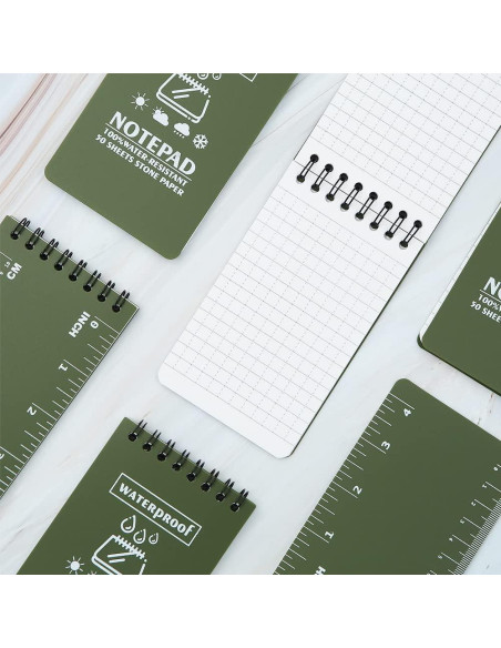 Paquete de 6 Cuadernos Impermeables Geluode A7 Verde 100 Páginas