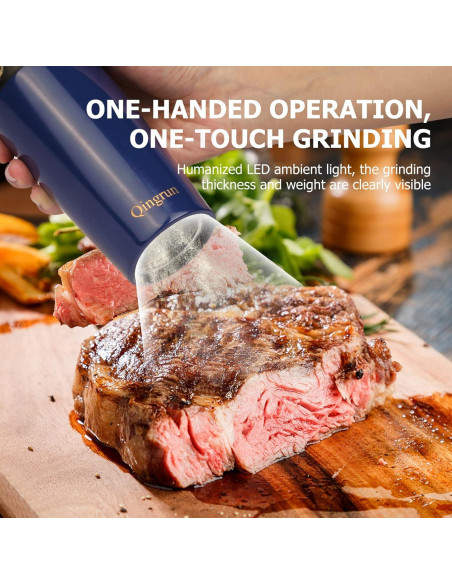 Molino Eléctrico de Sal y Pimienta Qingrun Azul 68.5g Molino Eléctrico de Sal y Pimienta Qingrun Azul 68.5g