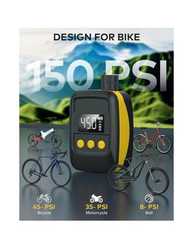 Bomba de Bicicleta Eléctrica MLIFEMFUL TQ2408 150 PSI Portátil