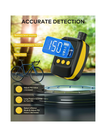 Bomba de Bicicleta Eléctrica MLIFEMFUL TQ2408 150 PSI Portátil