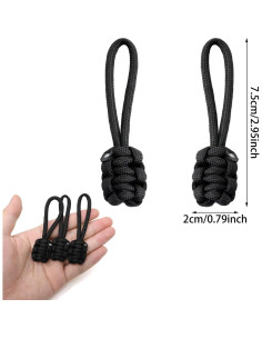 10 Tiradores de Cremallera de Nylon Tejidos Honbay - Negro 2