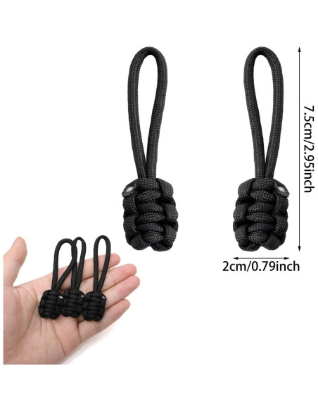 10 Tiradores de Cremallera de Nylon Tejidos Honbay - Negro