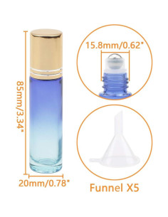 Ellbest 10pcs Botellas Rodantes de Vidrio 10ml Degradado Azul 2