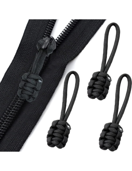 10 Tiradores de Cremallera de Nylon Tejidos Honbay - Negro
