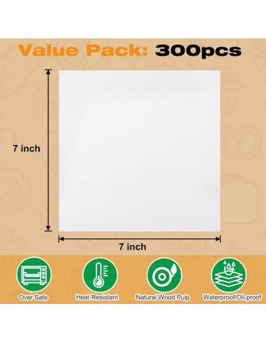 300 Hojas Papel Pergamino AIMEIKI 18x18 cm Antiadherente