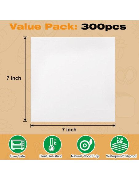 300 Hojas Papel Pergamino AIMEIKI 18x18 cm Antiadherente