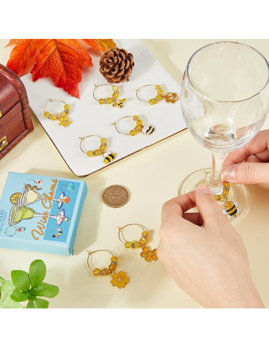 Identificadores de Vino SUNNYCLUE 10 Piezas Abeja Esmalte