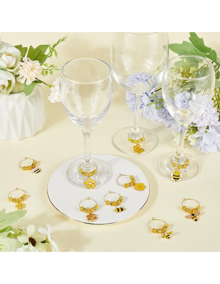 Identificadores de Vino SUNNYCLUE 10 Piezas Abeja Esmalte