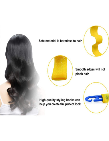 48 Rulos para Cabello Sin Calor Nerjan 30 cm - Espiral y Onda