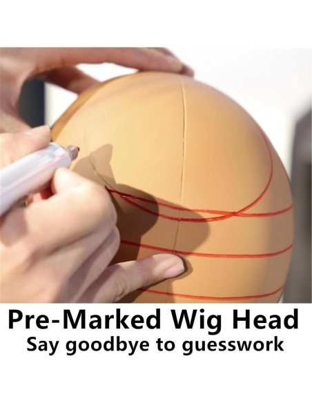 Cabeza de Maniquí 22" para Pelucas con Líneas Guía - Duradera