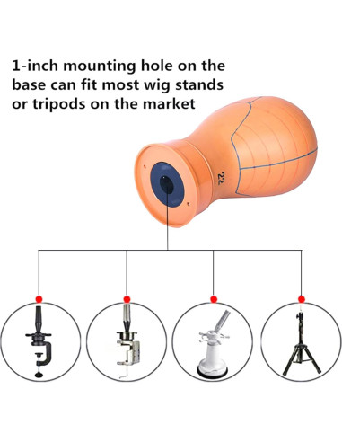 Cabeza de Maniquí 22" para Pelucas con Líneas Guía - Duradera