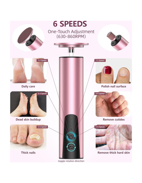 Removedor de Callos Eléctrico Inalámbrico ERYUHAIAN 6 Velocidades