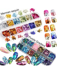 Kit de Purpurina Holográfica UARUOGP 2 Cajas 24 Colores Uñas 2