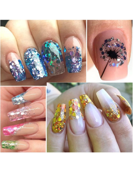 Kit de Purpurina Holográfica UARUOGP 2 Cajas 24 Colores Uñas