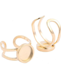 10 Anillos Vacíos de Acero Inoxidable Baño de Oro 10mm Reidgaller 2