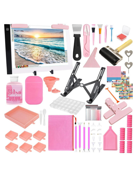 Kit de Accesorios de Arte de Diamante XEUZK A4 con Luz LED