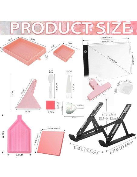 Kit de Accesorios de Arte de Diamante XEUZK A4 con Luz LED