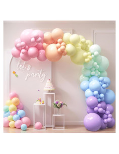 Kit de Arco de Globos Pastel Rainbow 140PCS - Decoración Fiesta