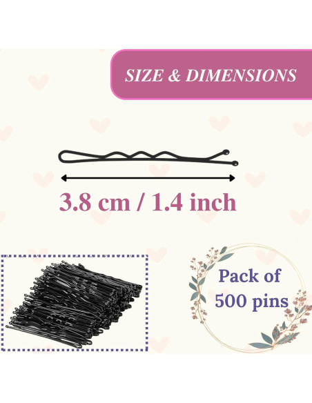 Juego de 500 Horquillas Negras Premium Sahu Infra 3.8cm Juego de 500 Horquillas Negras Premium Sahu Infra 3.8cm