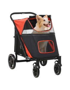 Carrito Plegable para Perros PawHut Rojo hasta 30 kg
