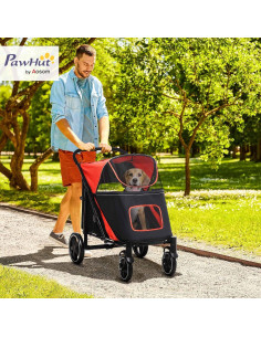 Carrito Plegable para Perros PawHut Rojo hasta 30 kg 2