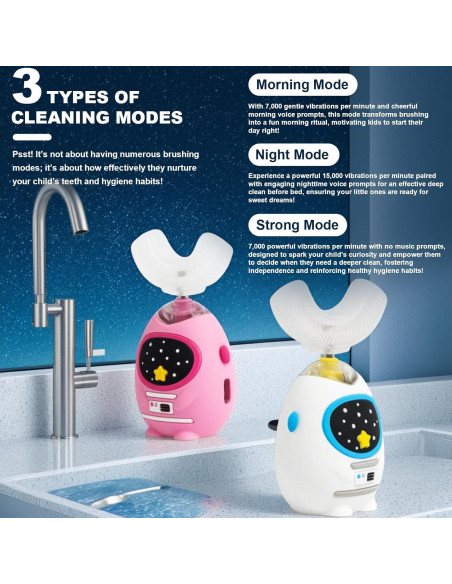 Cepillo de Dientes Eléctrico U Niños FanHwaDaiMung Rosa 3 Modos
