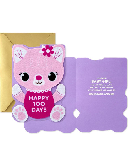 Tarjeta de Felicitación Hallmark Ocho Bambú 100 Días Bebé Niña