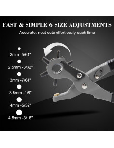 Perforadora de Cuero WAOHAM DKQ-01 6 Tamaños Agujeros 2