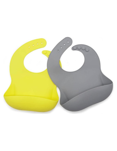 Baberos de silicona The Happy Stork - Set de 2 para bebés 6-36 meses