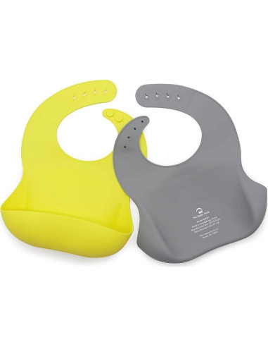 Baberos de silicona The Happy Stork - Set de 2 para bebés 6-36 meses