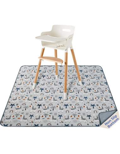 Alfombra Antisalpicaduras Bebé Diario Feliz Cebra Gris 130x130cm